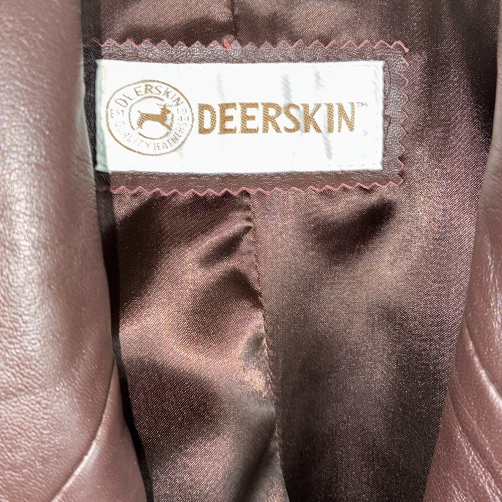 Deerskin Trading Post Leather Trench coat, Chocolate brown, Belted. Unisex. 1X - Picture 10 of 17